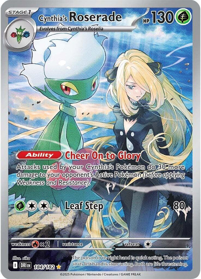 Cynthia’s Roserade 184/182 Secret Rare – Destined Rivals Expansion