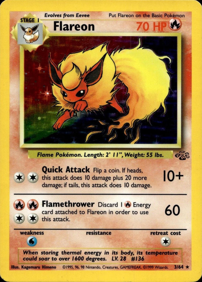 Flareon 3/64 – Holo Rare | Jungle Unlimited | Pokémon TCG English