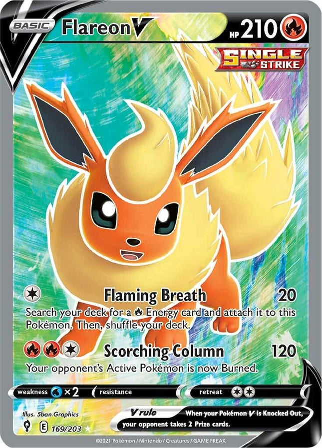 Flareon V 169/203 – Full Art Ultra Rare | Evolving Skies | Pokémon TCG English