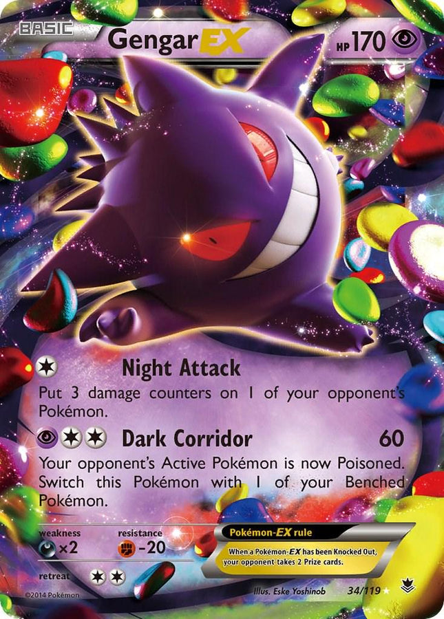 Gengar-EX 34/119 – Ultra Rare Holo | XY Phantom Forces | Pokémon TCG English