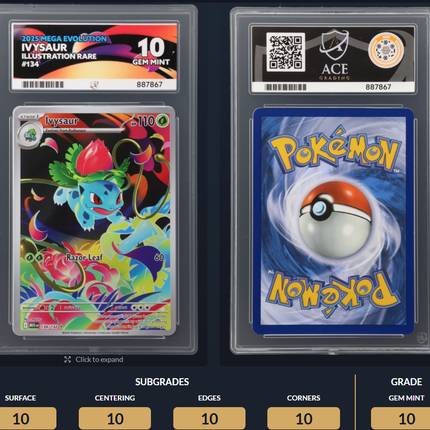 Ivysaur 134 IR – Ace Graded Gem Mint 10 Pokémon Card (Illustration Rare)
