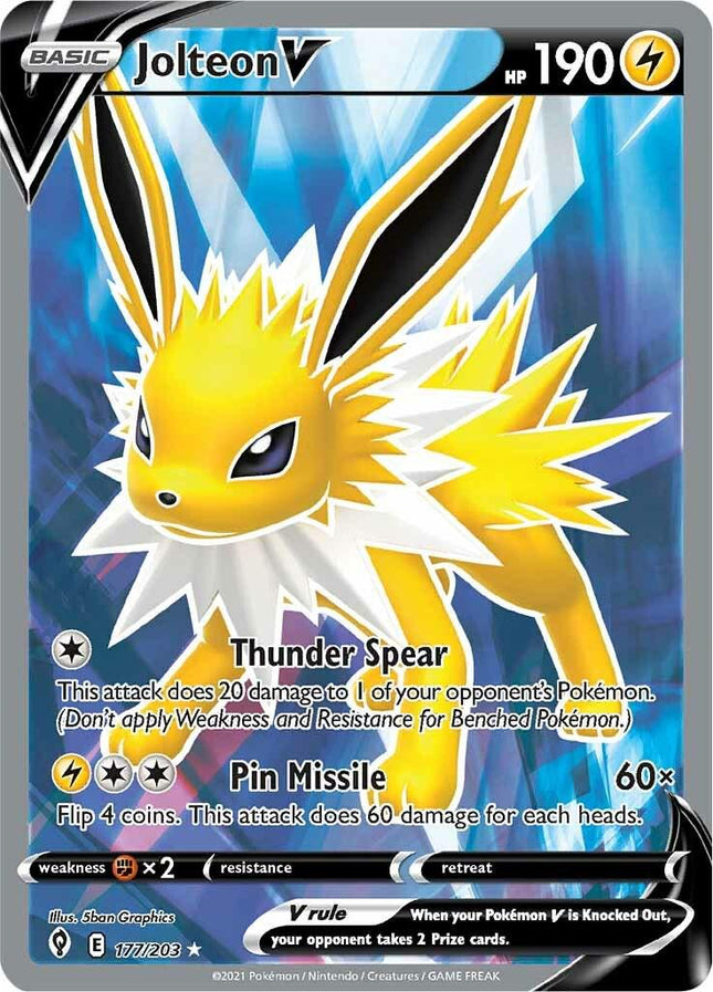Jolteon V 177/203 – Full Art Ultra Rare | Evolving Skies | Pokémon TCG English