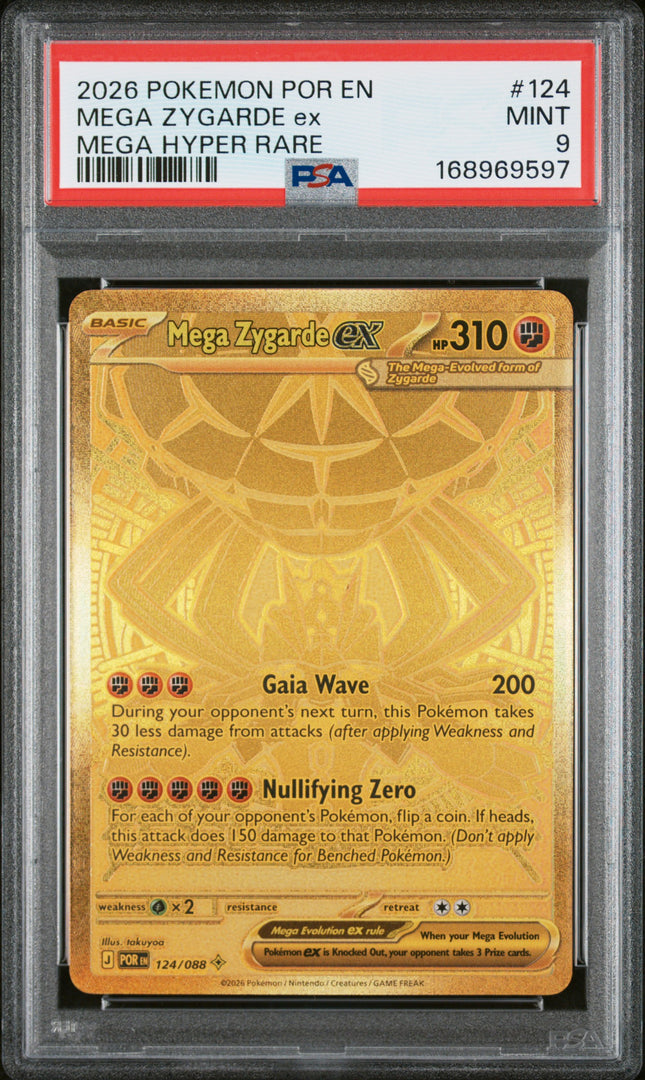 Mega Zygarde ex 124/088 – PSA 9 Mint | Gold Mega Hyper Rare | Perfect Order
