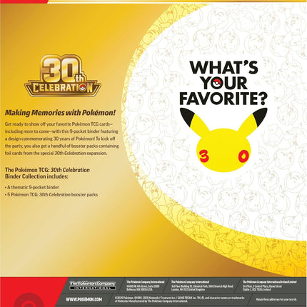 Pokémon TCG 30th Celebration Binder Collection 9-Pocket Binder & 5 Booster Packs English