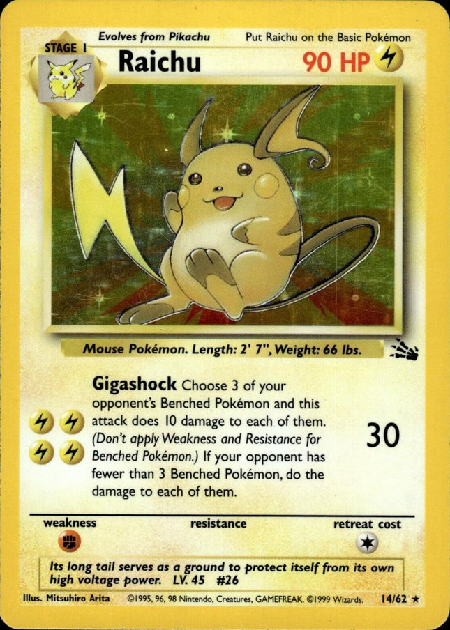 Raichu 14/62 – Holo Rare | Fossil Unlimited | Pokémon TCG English