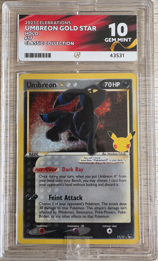 Umbreon Gold Star 17/17 ACE 10 | Celebrations Classic Collection | Graded Pokémon Card