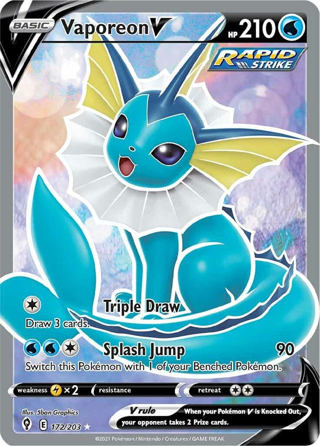 Vaporeon V 172/203 – Full Art Ultra Rare | Evolving Skies | Pokémon TCG English