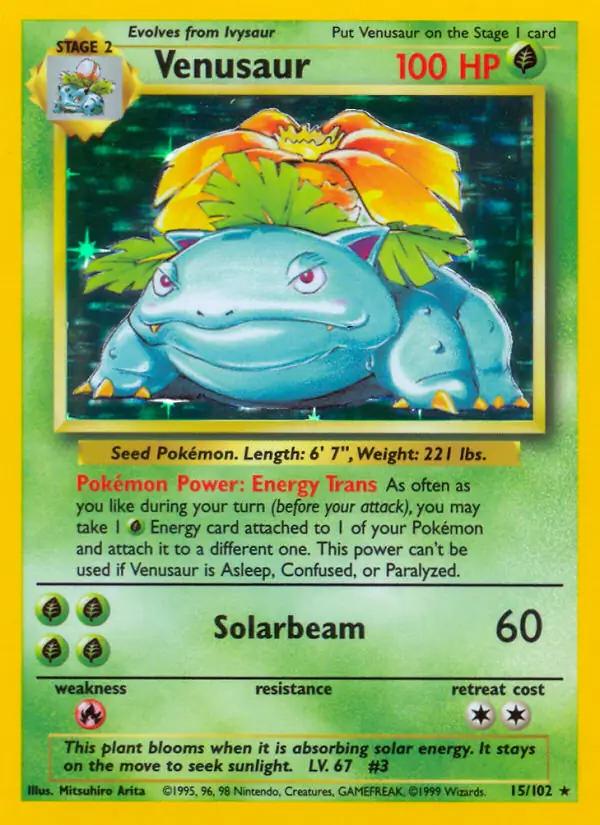 Venusaur 15/102 – Holo Rare | Base Set Unlimited | Pokémon TCG English