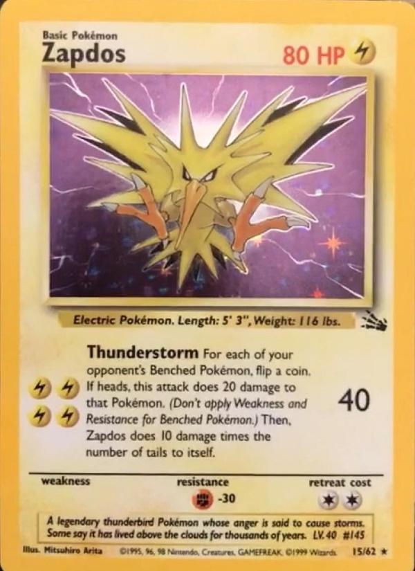 Zapdos 15/62 – Holo Rare | Fossil Unlimited | Pokémon TCG English