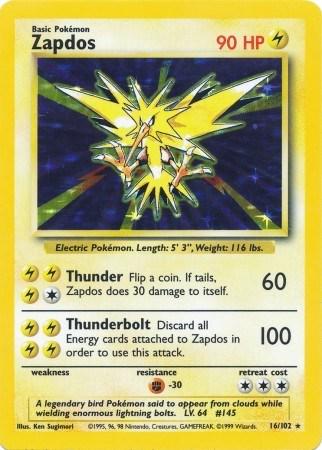 Zapdos 16/102 – Holo Rare | Base Set Unlimited | Pokémon TCG English