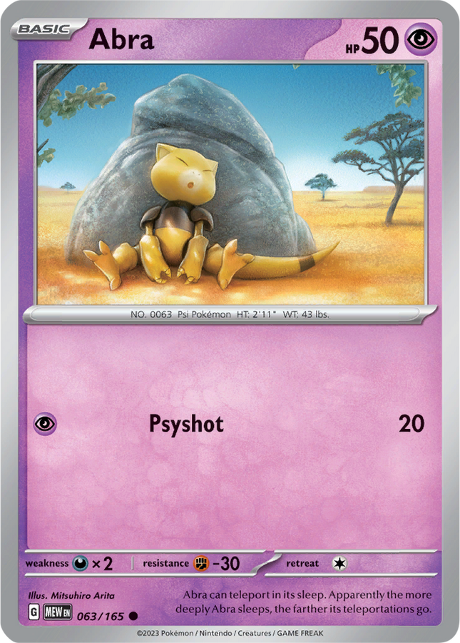 Abra 063/165 Non-Holo 151 Pokemon Card