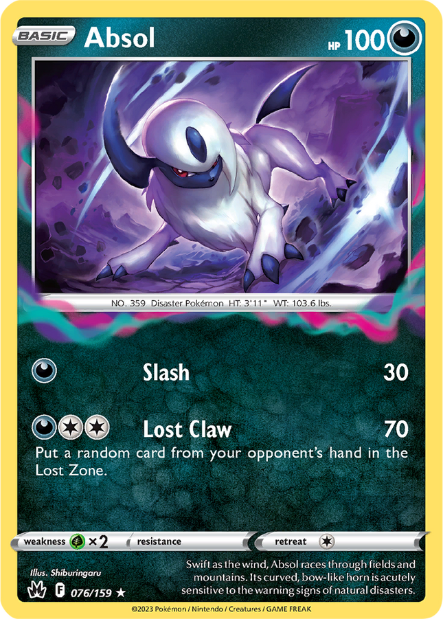 Absol 076/159 Reverse Holo Crown Zenith Pokemon Card