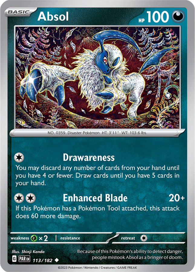 Absol 113/182 Reverse Holo Paradox Rift Pokemon Card