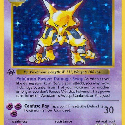 Alakazam 1/102 Holo Rare Base Set 1st Edition Pokemon Card