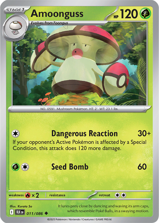 Amoonguss 011/086 Non-Holo Black Bolt Pokemon Card