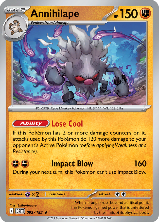 Annihilape 092/182 Holo Destined Rivals Pokemon Card