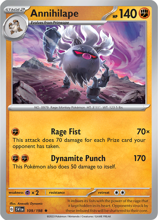 Annihilape 109/198 Holo Scarlet & Violet Base Set Pokemon Card