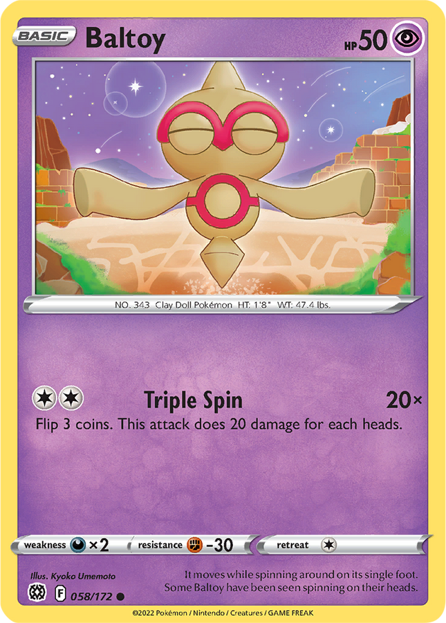 Baltoy 058/172 Non-Holo Brilliant Stars Pokemon Card