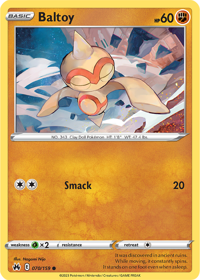 Baltoy 070/159 Reverse Holo Crown Zenith Pokemon Card