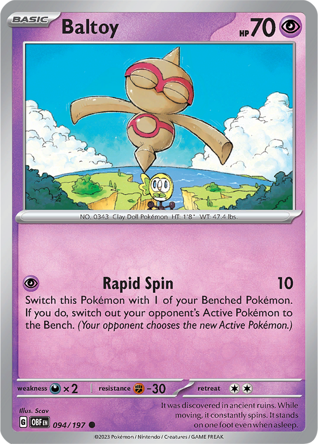 Baltoy 094/197 Non-Holo Obsidian Flames Pokemon Card
