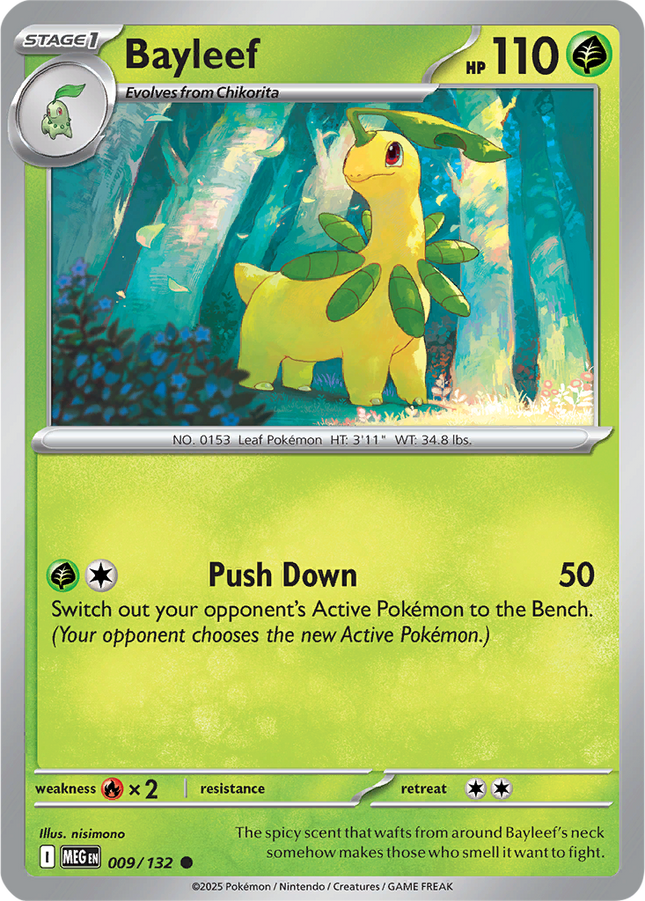 Bayleef 009/132 Reverse Holo Mega Evolution Pokemon Card
