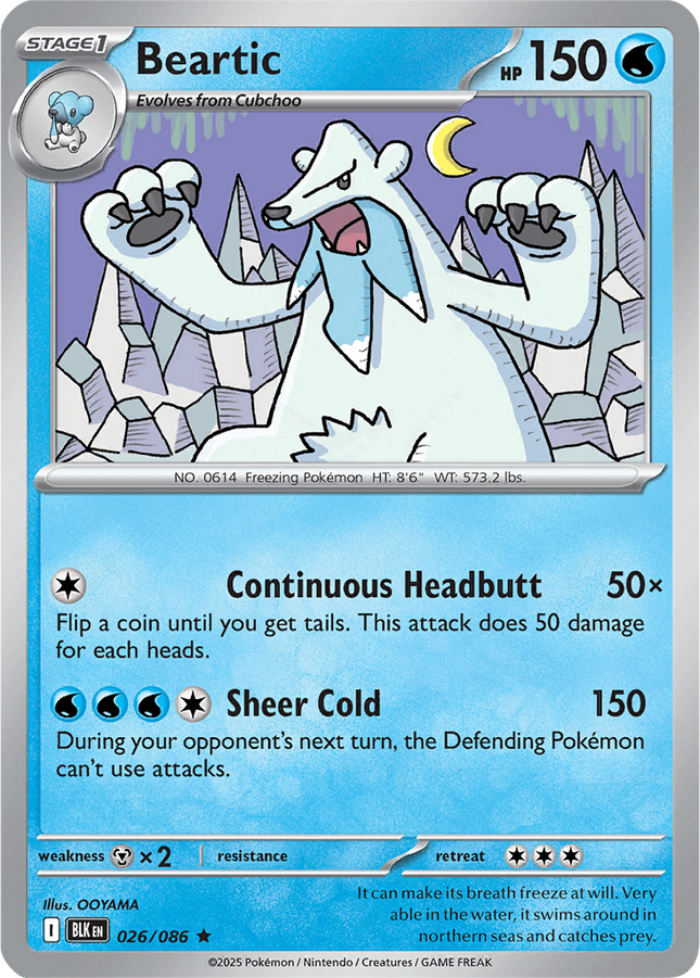 Beartic 026/086 Reverse Holo Black Bolt Pokemon Card