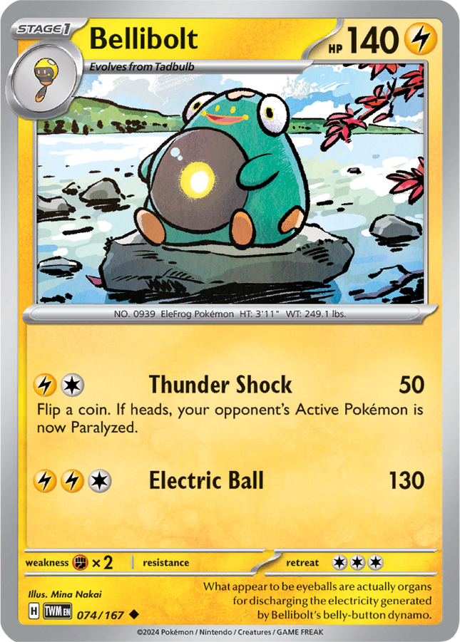 Bellibolt 074/167 Reverse Holo Twilight Masquerade Pokemon Card