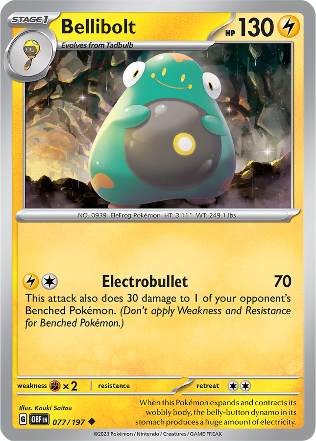 Bellibolt 077/197 Non-Holo Obsidian Flames Pokemon Card
