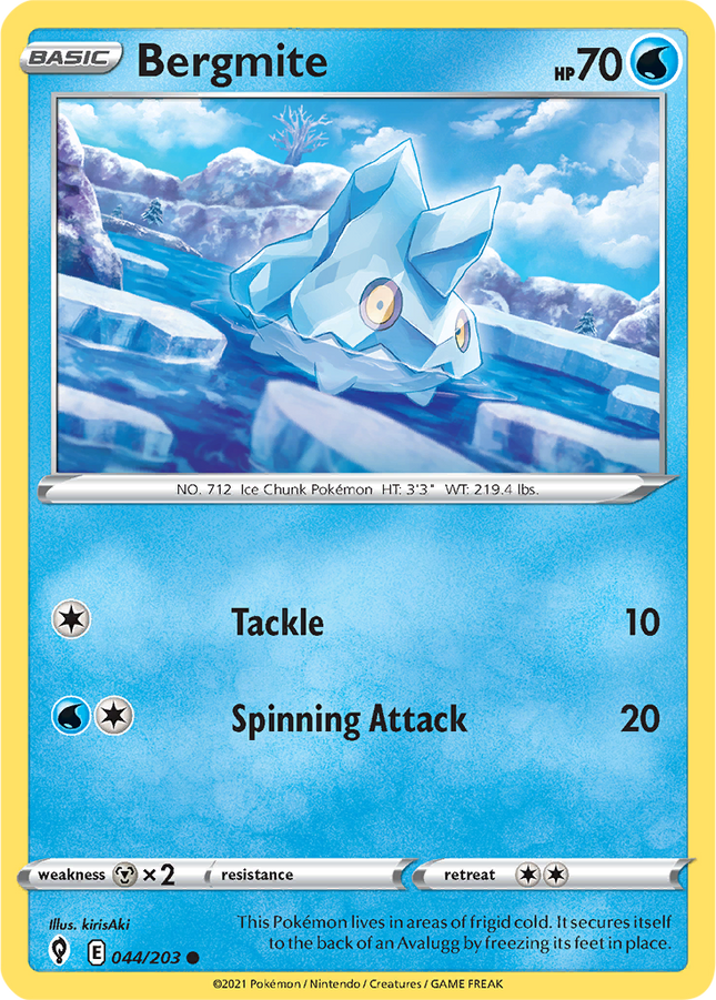 Bergmite 044/203 Reverse Holo Evolving Skies Pokemon Card