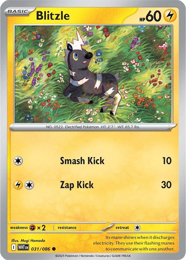 Blitzle 031/086 Master Ball Reverse Holo White Flare Pokemon Card