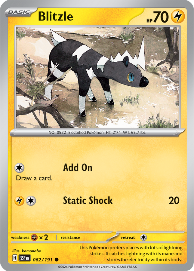 Blitzle 062/191 Reverse Holo Surging Sparks Pokemon Card