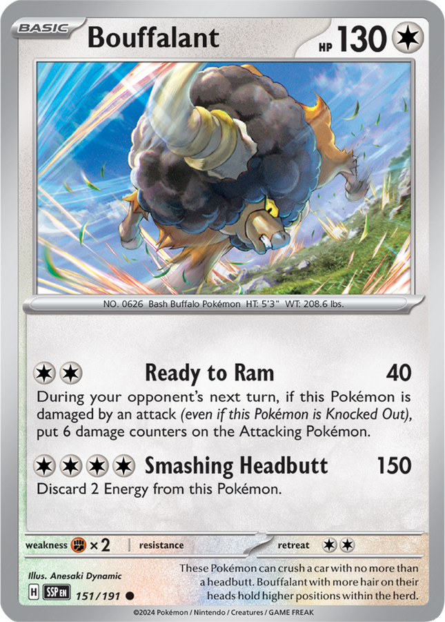 Bouffalant 151/191 Reverse Holo Surging Sparks Pokemon Card