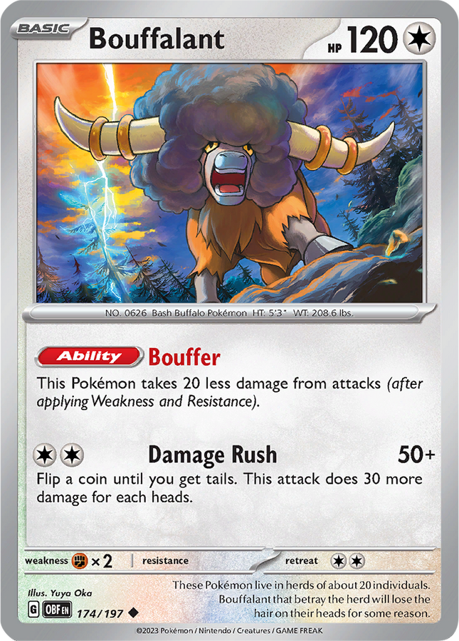 Bouffalant 174/197 Non-Holo Obsidian Flames Pokemon Card
