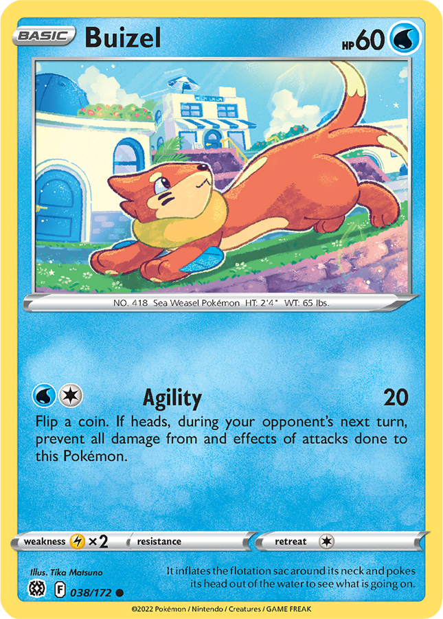 Buizel 038/172 Reverse Holo Brilliant Stars Pokemon Card