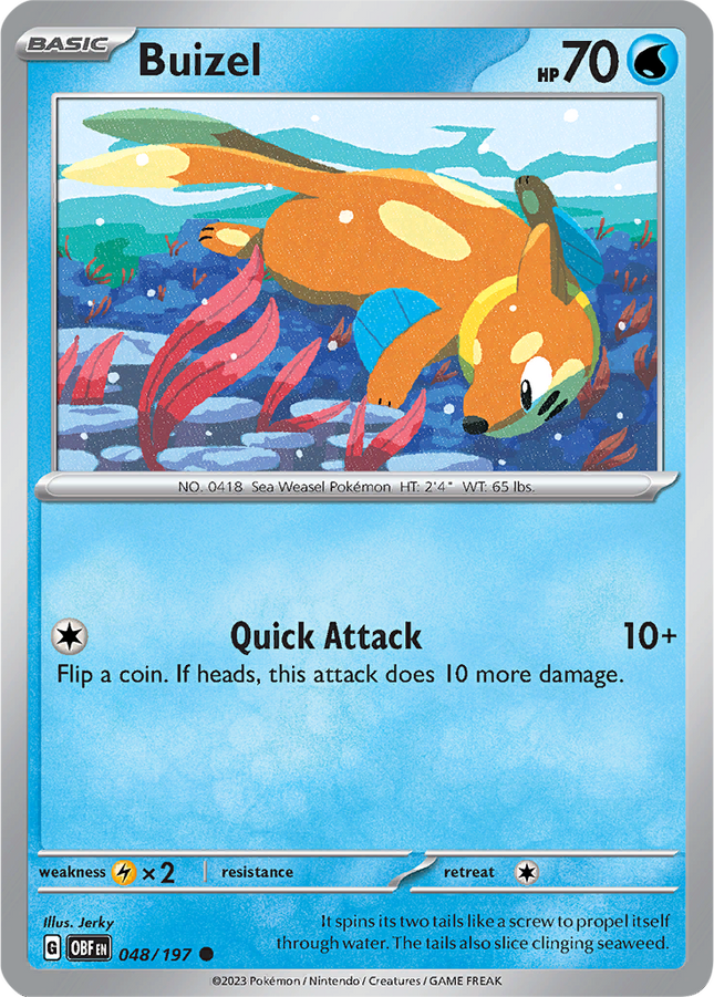 Buizel 048/197 Non-Holo Obsidian Flames Pokemon Card