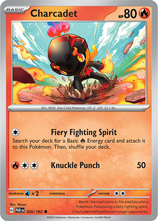 Charcadet 026/182 Non-Holo Paradox Rift Pokemon Card