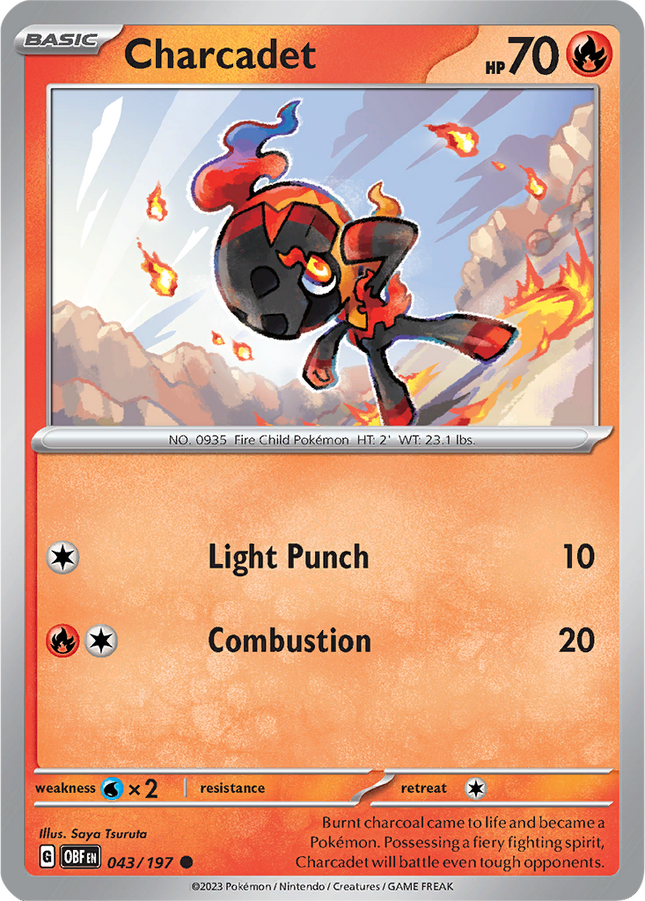Charcadet 043/197 Reverse Holo Obsidian Flames Pokemon Card