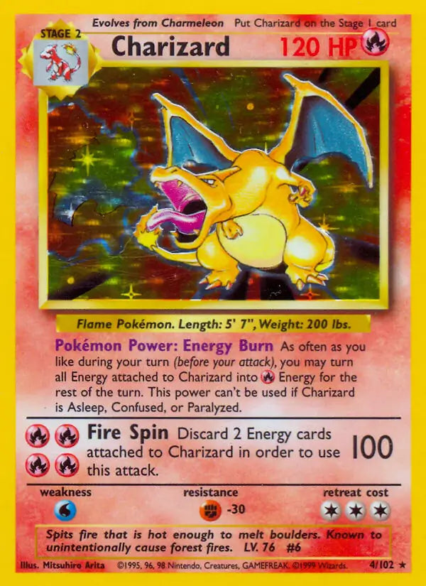 Charizard 4/102 Holo Rare Base Set Unlimited Pokemon Card