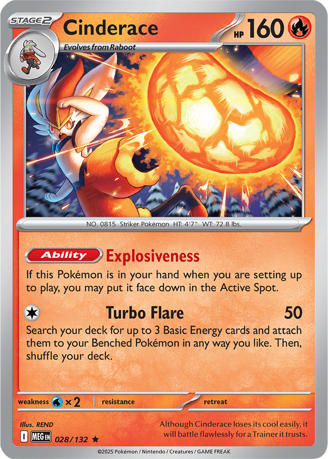 Cinderace 028/132 Holo Mega Evolution Pokemon Card