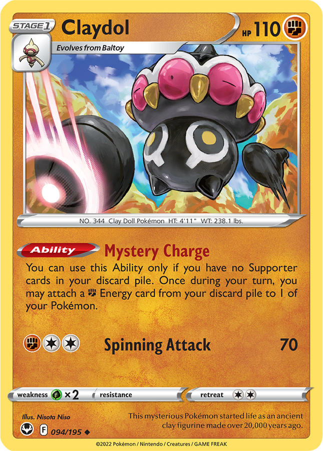 Claydol 094/195 Reverse Holo Silver Tempest Pokemon Card