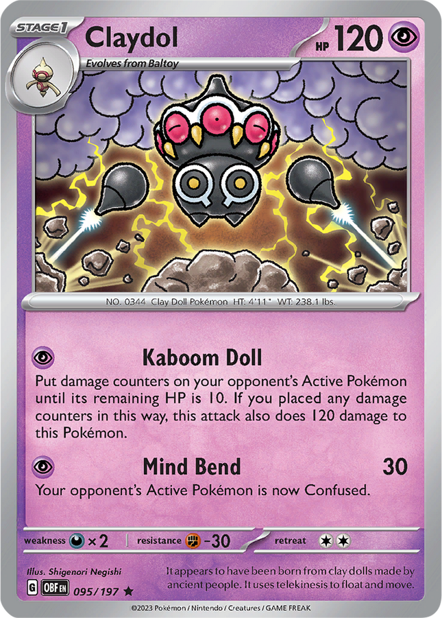 Claydol 095/197 Reverse Holo Obsidian Flames Pokemon Card