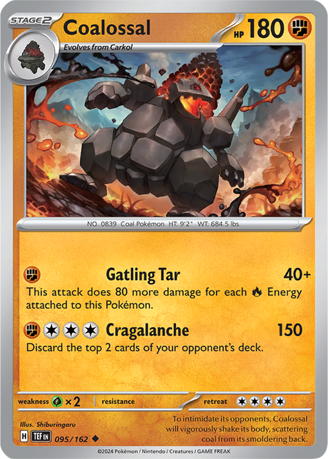 Coalossal 095/162 Reverse Holo Temporal Forces Pokemon Card