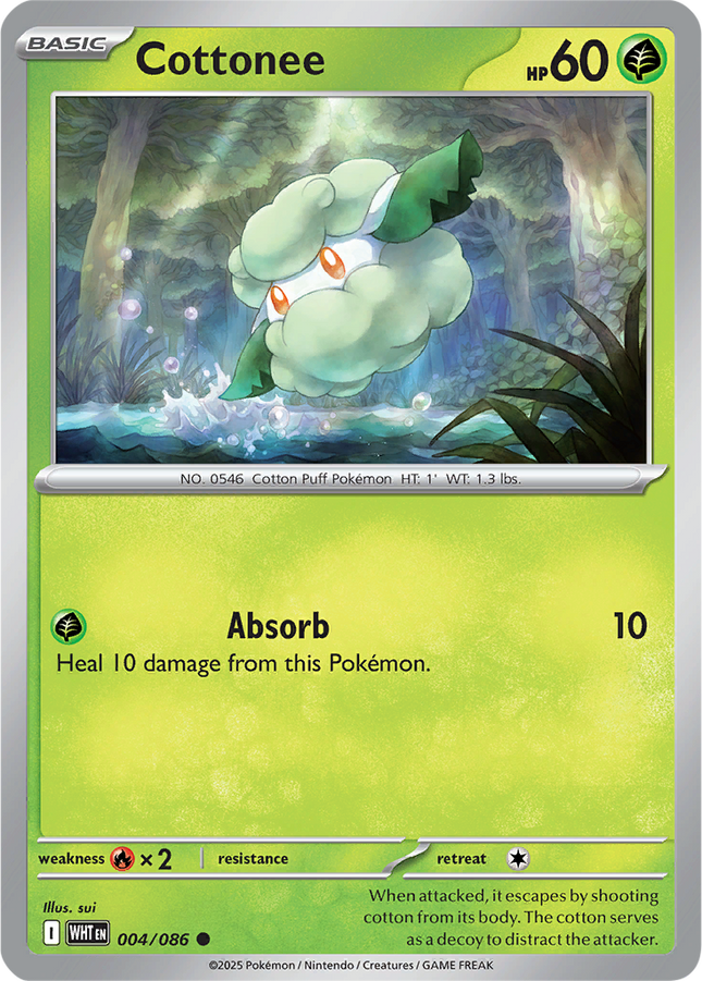 Cottonee 004/086 Reverse Holo White Flare Pokemon Card