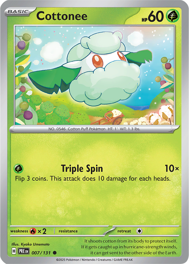 Cottonee 007/131 Non-Holo Prismatic Evolutions Pokemon Card