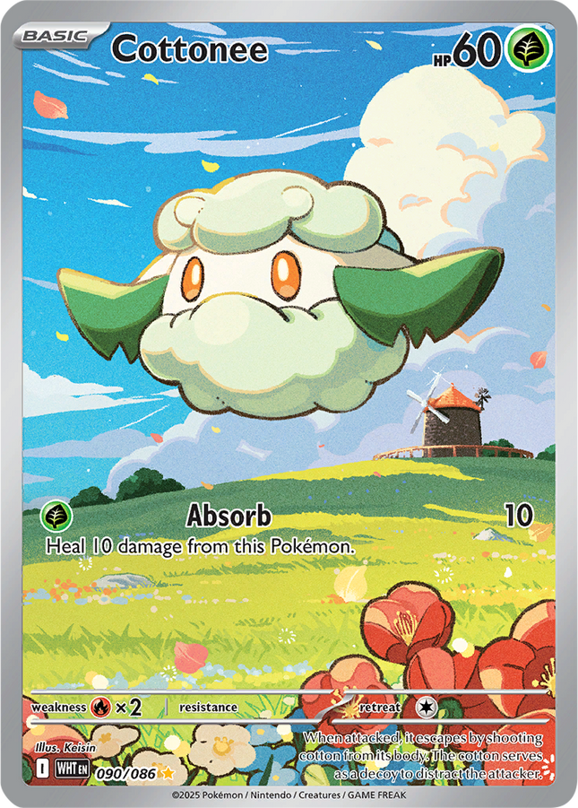 Cottonee 090/086 Illustration Rare White Flare Pokemon Card