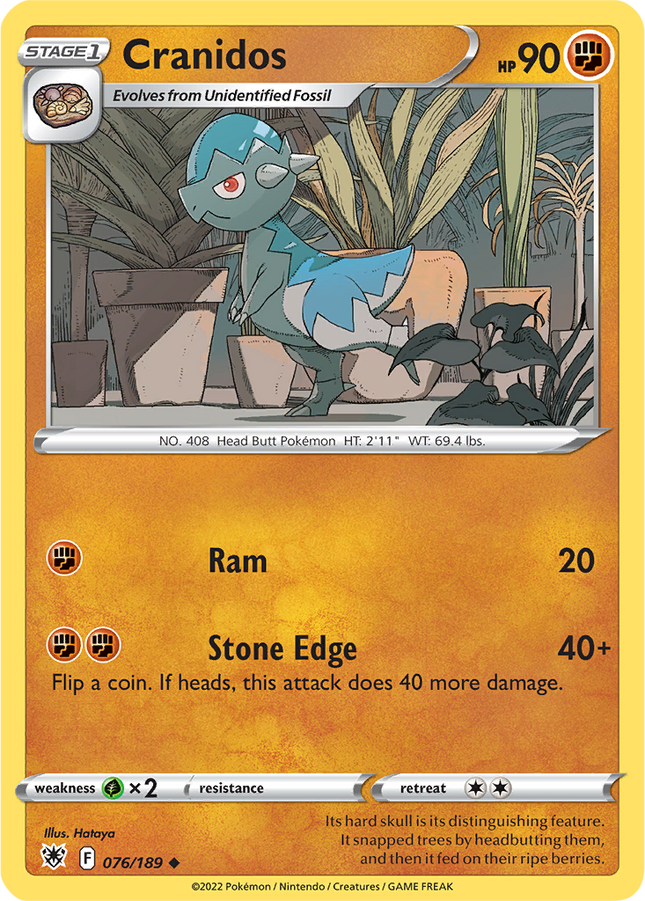Cranidos 076/189 Reverse Holo Astral Radiance Pokemon Card