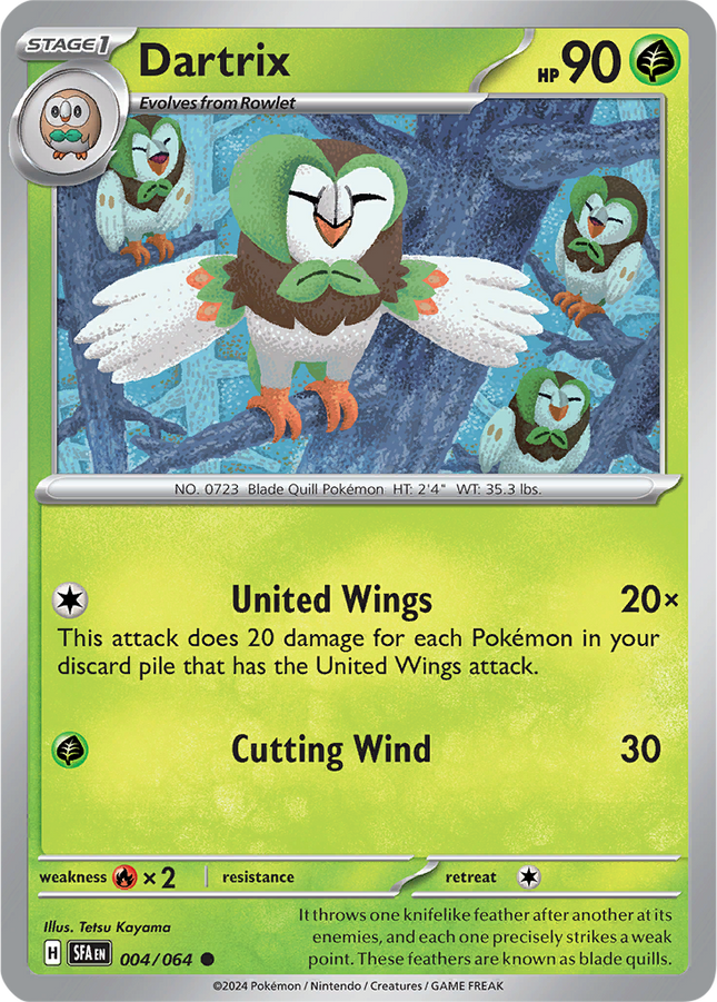Dartrix 004/064 Non-Holo Shrouded Fable Pokemon Card