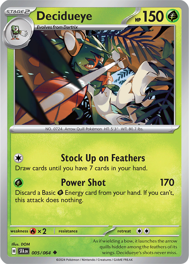 Decidueye 005/064 Non-Holo Shrouded Fable Pokemon Card