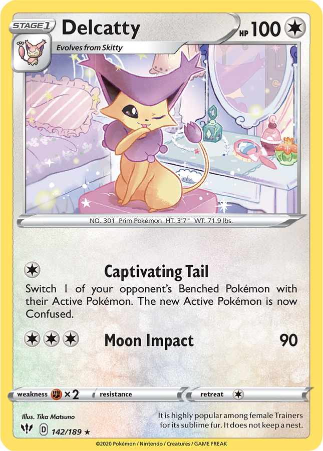 Delcatty 142/189 Non-Holo Darkness Ablaze Pokemon Card