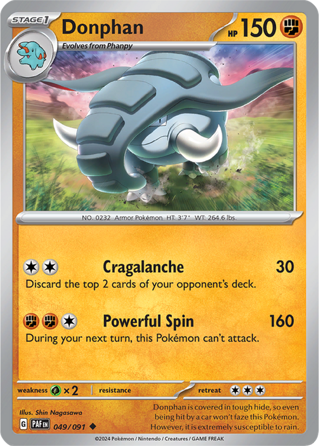 Donphan 049/091 Non-Holo Paldean Fates Pokemon Card
